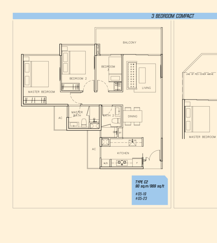 Parc Olympia floor plan 969 sqft Type C2