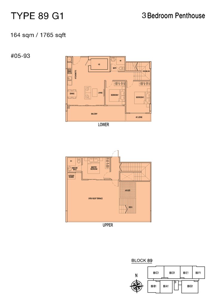 Parc Rosewood floor plan 89 sqft Type g1