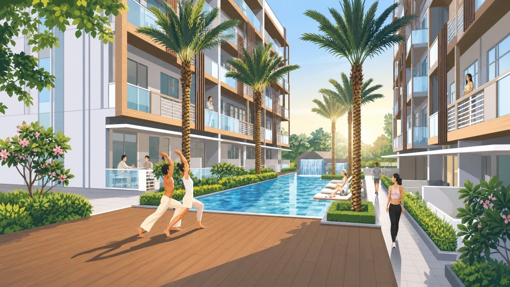 Parc Rosewood pool deck loungers and blocks