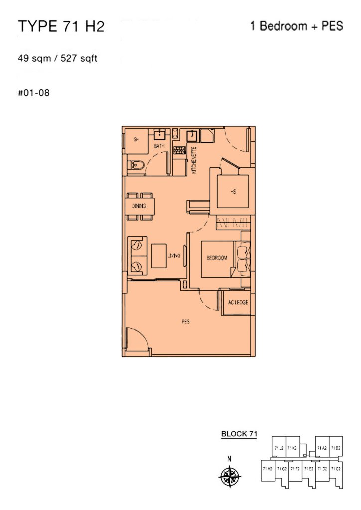 Parc Rosewood floor plan 527 sqft Type TYPE _H2