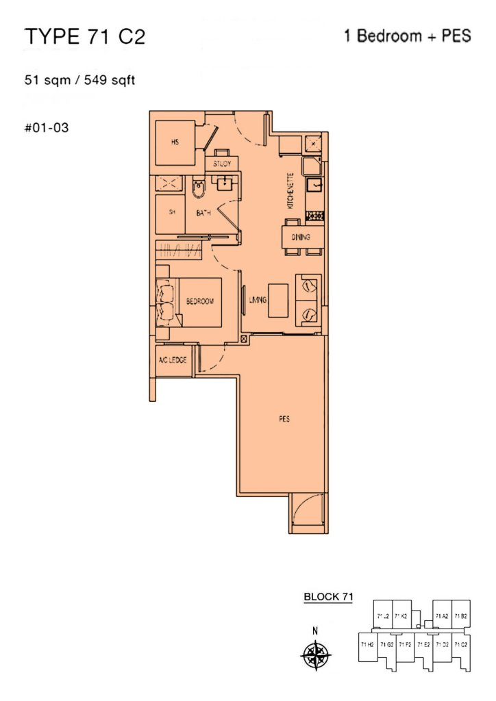 Parc Rosewood floor plan 549 sqft Type TYPE _C2