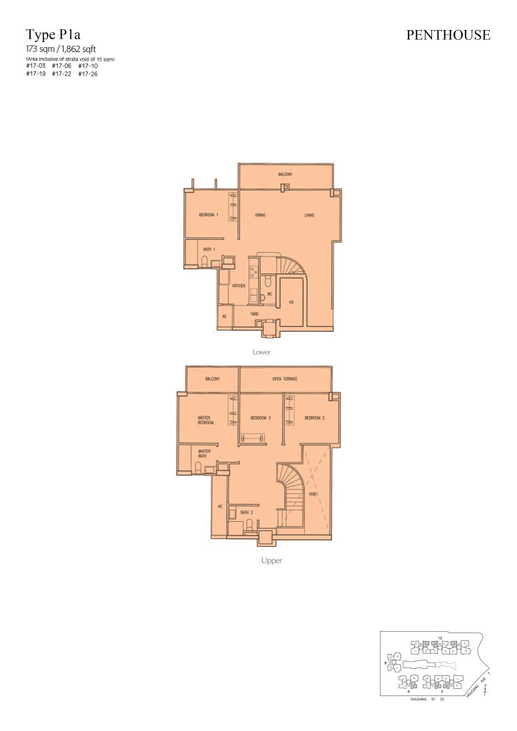 Parc Vera floor plan Type P1a, 1862 sqft, Hougang, Singapore