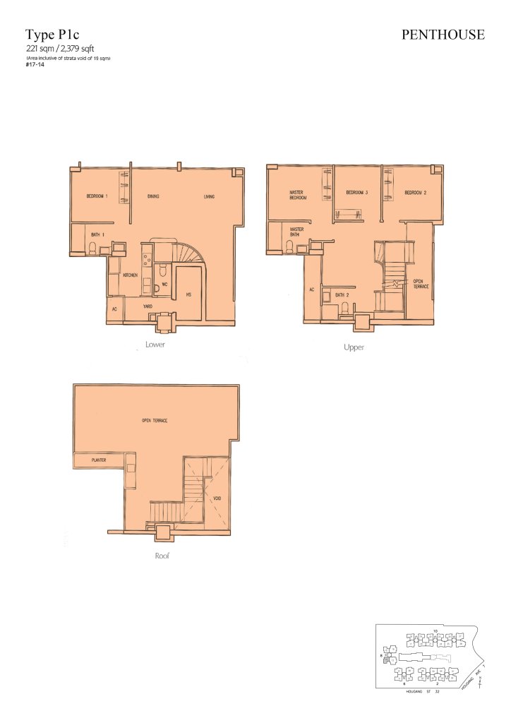 Parc Vera floor plan Type P1c, 2379 sqft, Hougang, Singapore