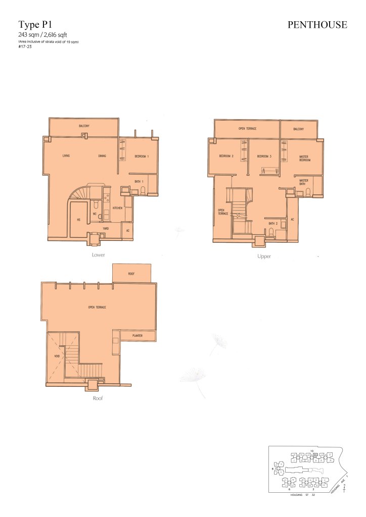 Parc Vera floor plan Type P1, 2616 sqft, Hougang, Singapore