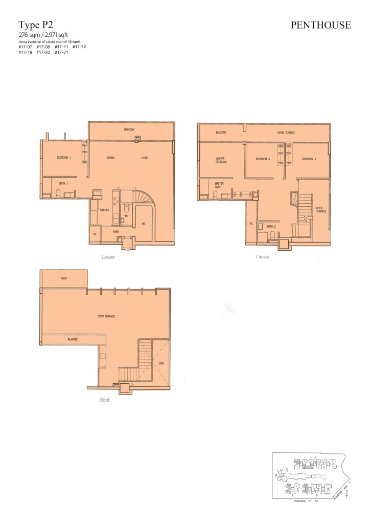 Parc Vera floor plan Type P2, 2971 sqft, Hougang, Singapore