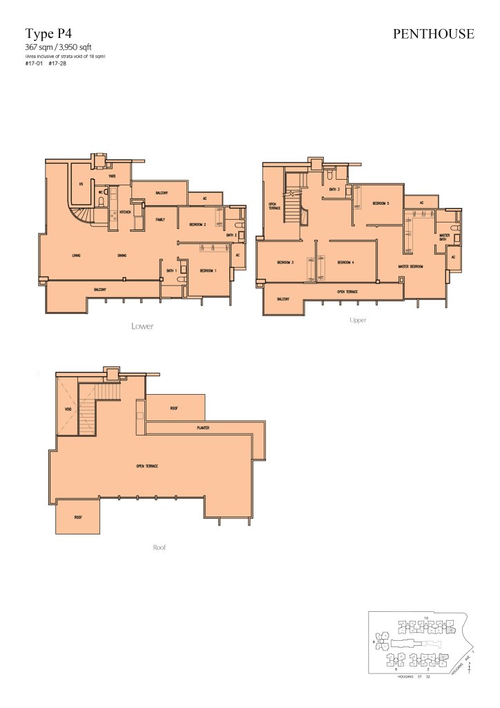Parc Vera floor plan Type P4, 3950 sqft, Hougang, Singapore