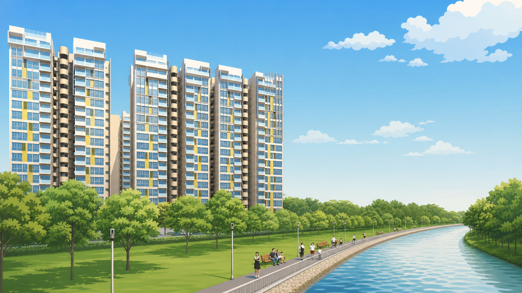 Parc Vera tower exterior and open parkland
