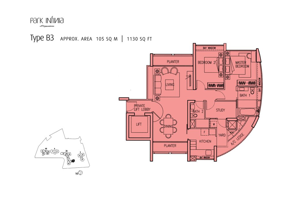 Park Infinia at Wee Nam floor plan 1,130 sqft Type B3