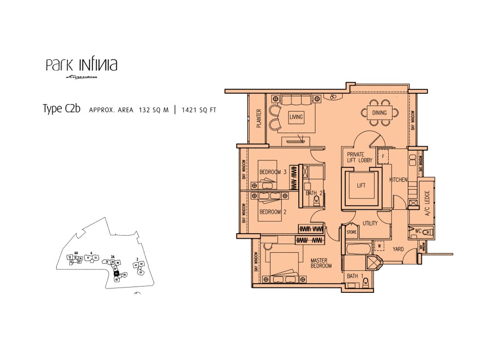 Park Infinia at Wee Nam floor plan 1,421 sqft Type C2B