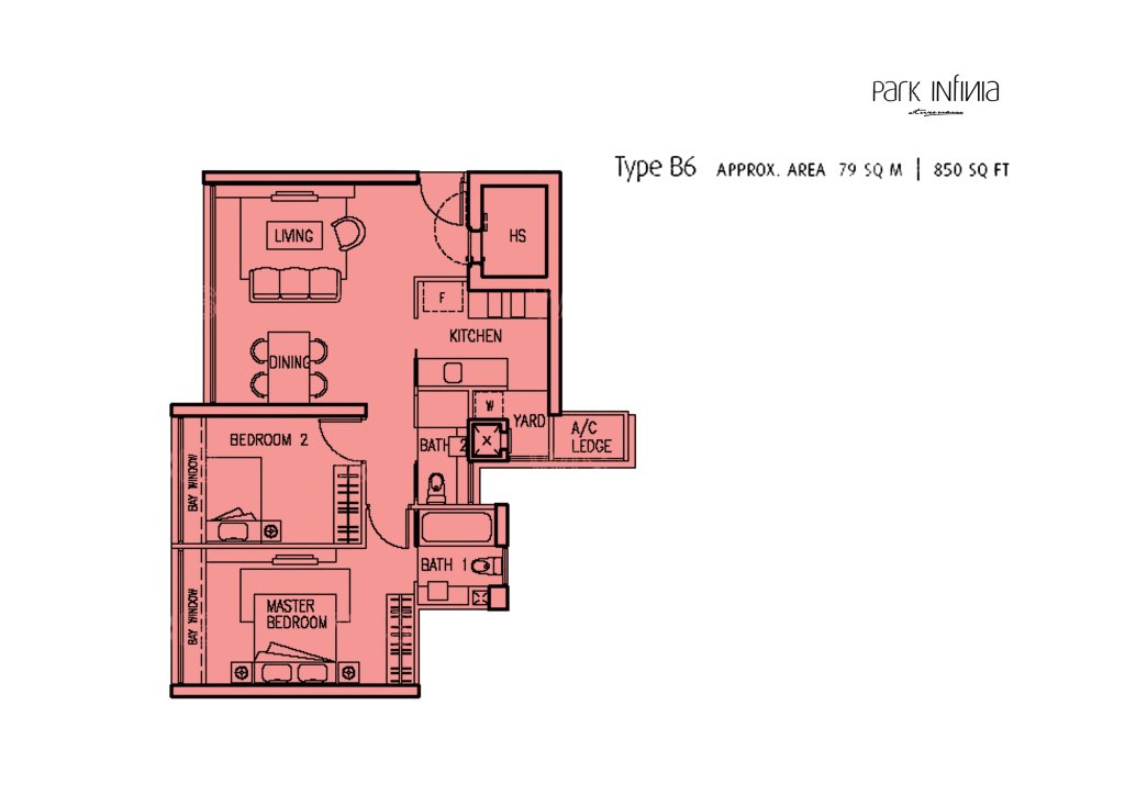 Park Infinia at Wee Nam floor plan 850 sqft Type B6