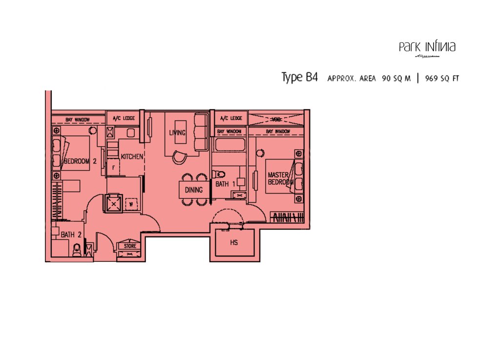 Park Infinia at Wee Nam floor plan 969 sqft Type B4