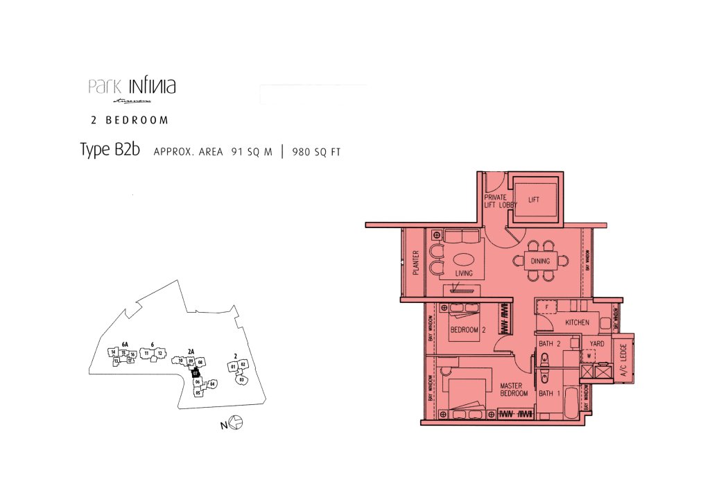 Park Infinia at Wee Nam floor plan 980 sqft Type B2B