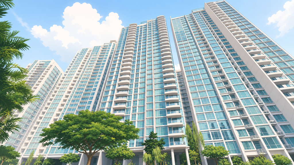 Park Infinia at Wee Nam the curved balcony towers above the trees