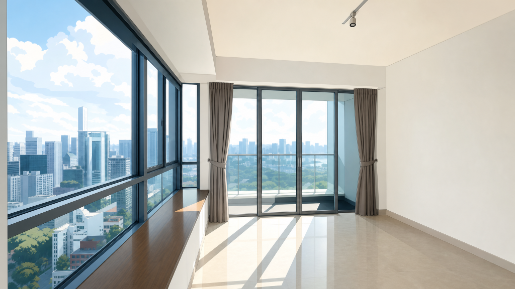 Park Infinia at Wee Nam empty living room with a city view
