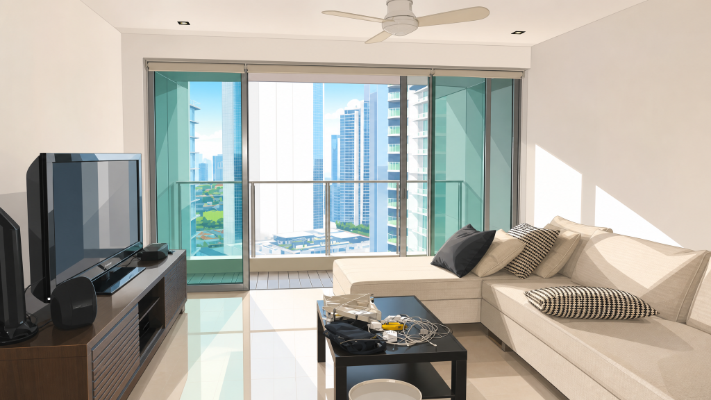 Park Infinia at Wee Nam living room interior with a balcony view
