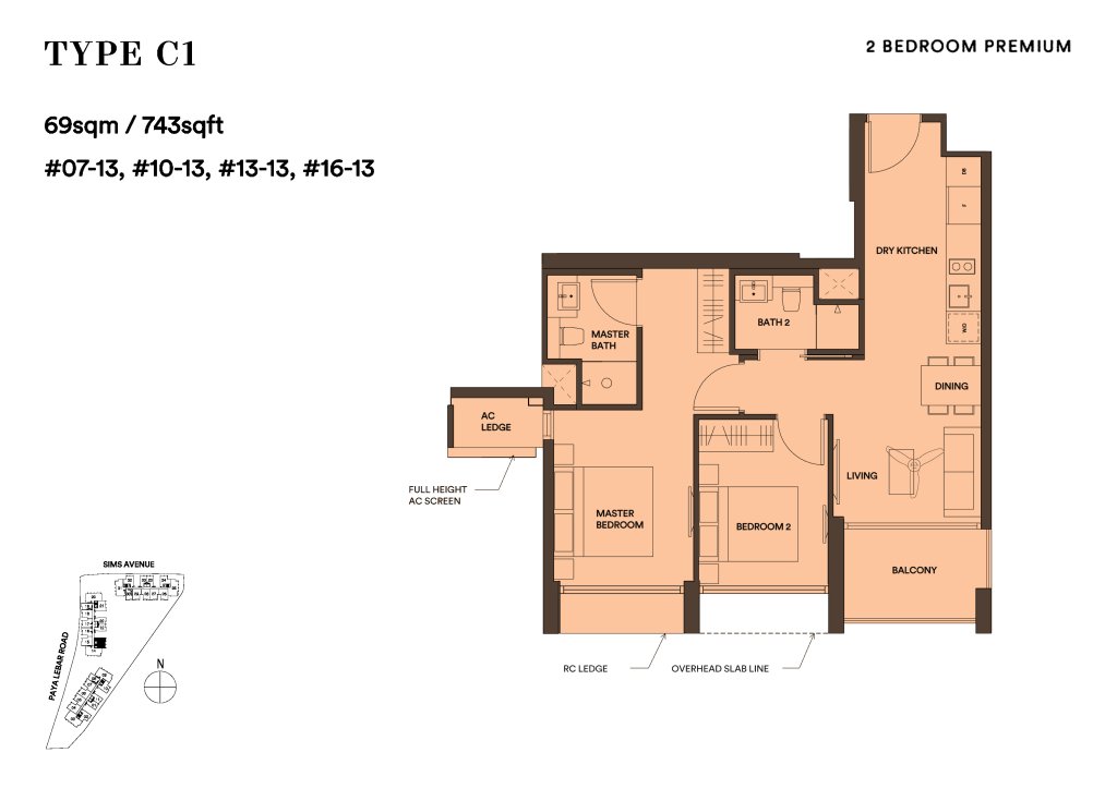 Park Place Residences floor plan 743 sqft Type C1