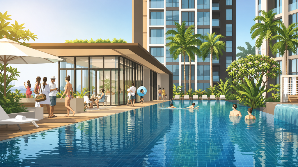 Park Place Residences the pool and clubhouse pavilion