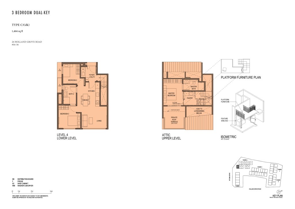 Parksuites floor plan 1,464 sqft Type C3(dk)