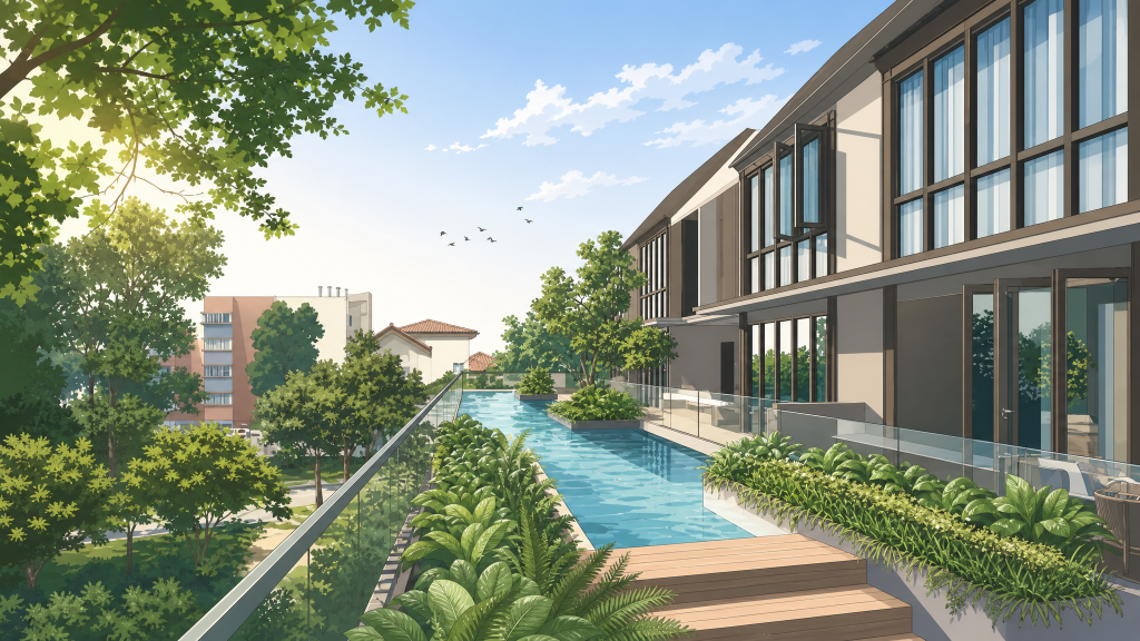 Parksuites the long pool beside the block