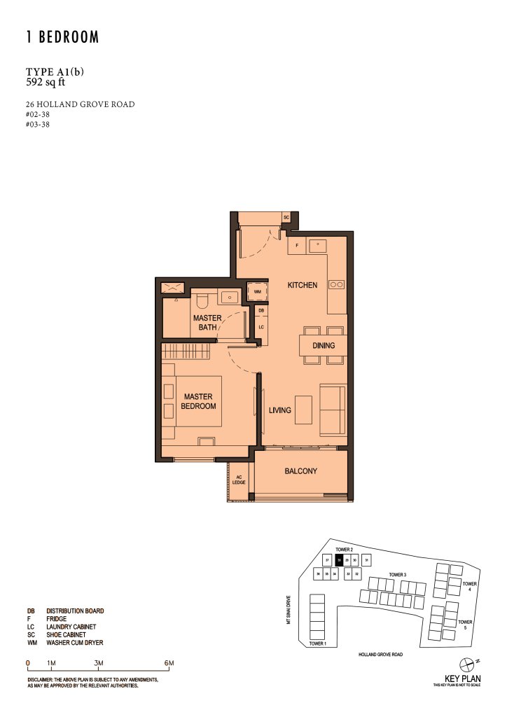 Parksuites floor plan 592 sqft Type A1(b)