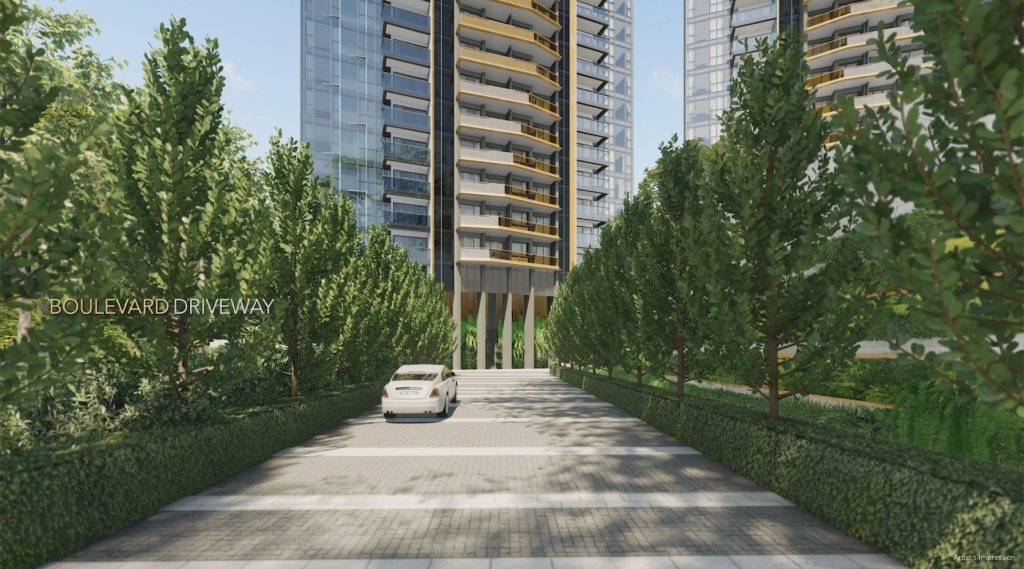 Perfect Ten the boulevard driveway between the towers