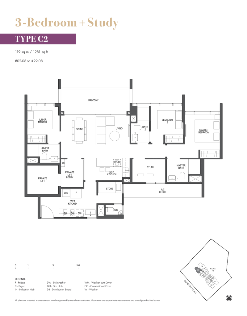 Pullman Residences floor plan 1,281 sqft Type C2