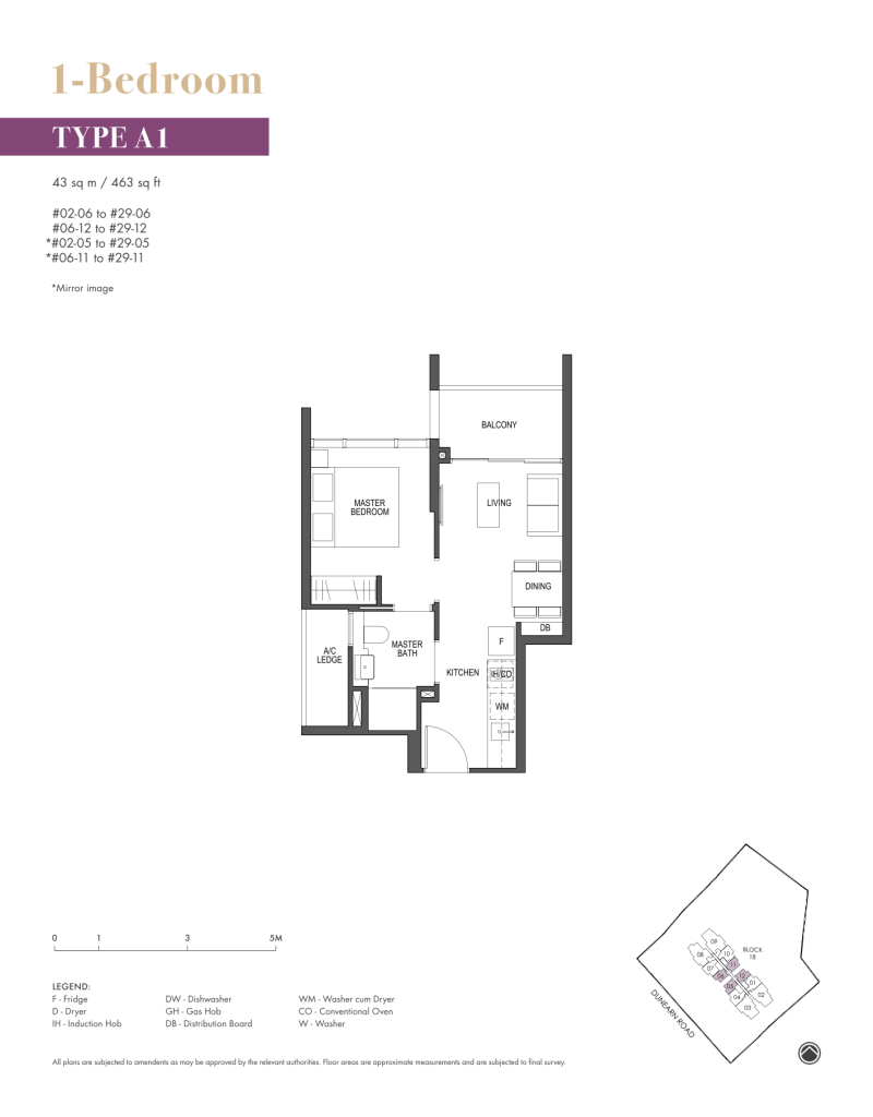 Pullman Residences floor plan 463 sqft Type A1