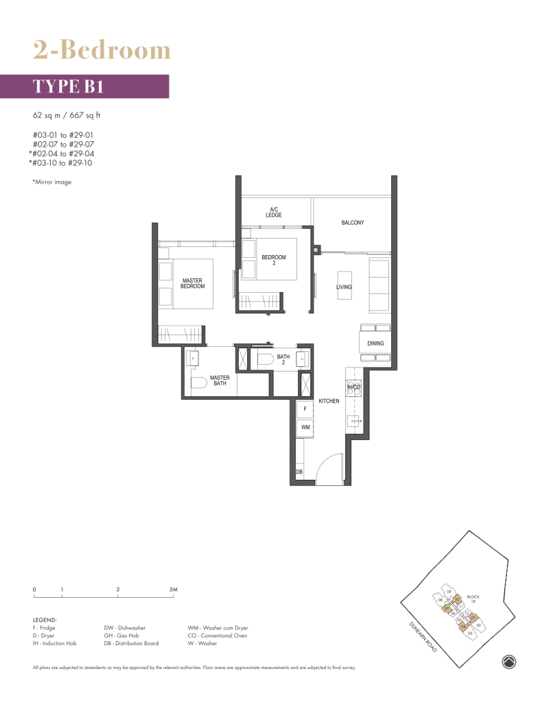 Pullman Residences floor plan 667 sqft Type B1
