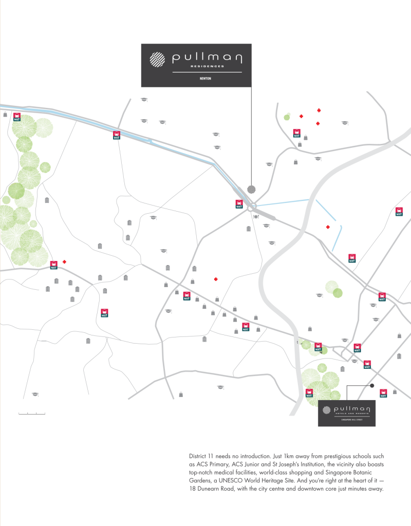 Pullman Residences location map of the Newton area