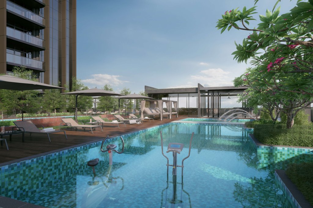 Pullman Residences the club lounge beside the pool
