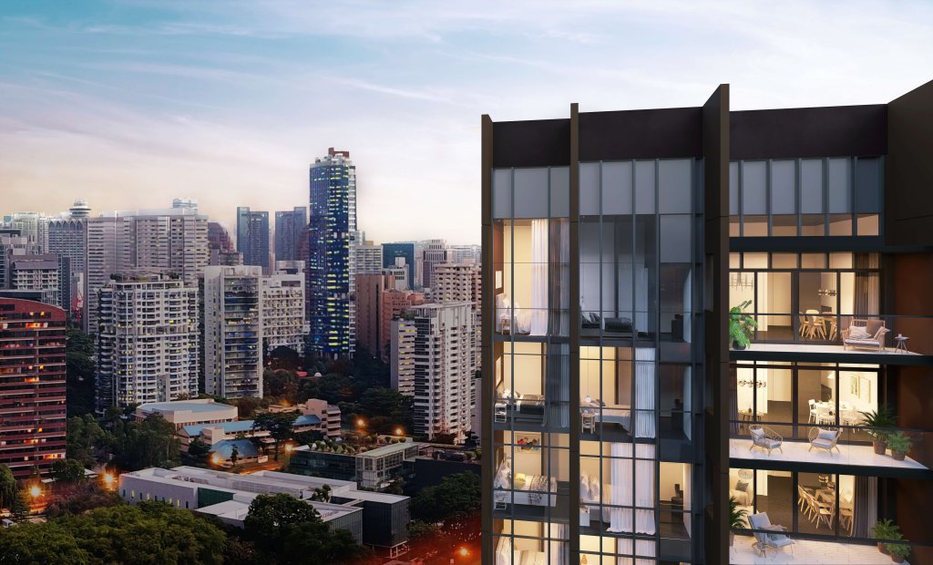 Pullman Residences the tower crown and city skyline at dusk
