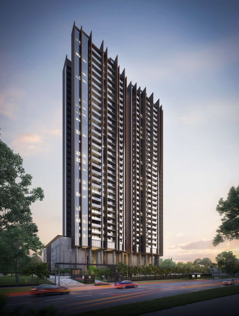 Pullman Residences the tower at dusk from Dunearn Road
