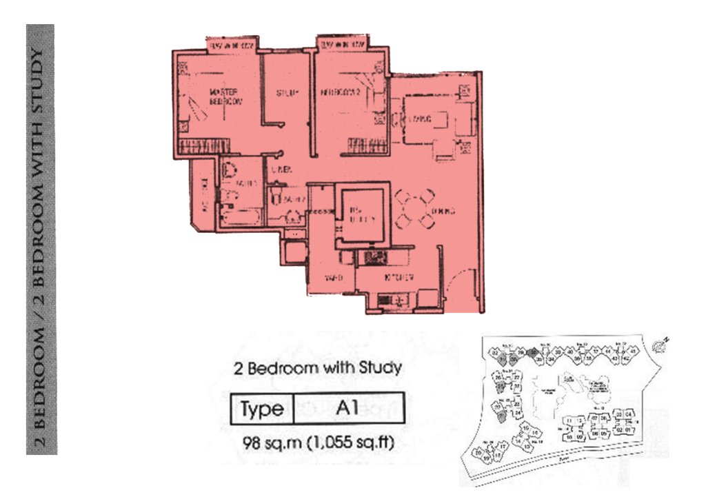 Rio Vista floor plan Type A1, 1055 sqft, Hougang, Singapore