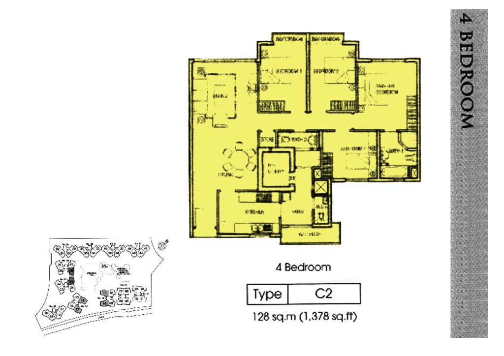 Rio Vista floor plan Type C2, 1378 sqft, Hougang, Singapore