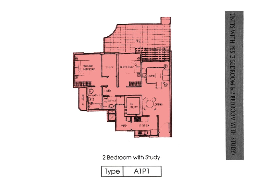 Rio Vista floor plan Type A1P1, 1453 sqft, Hougang, Singapore