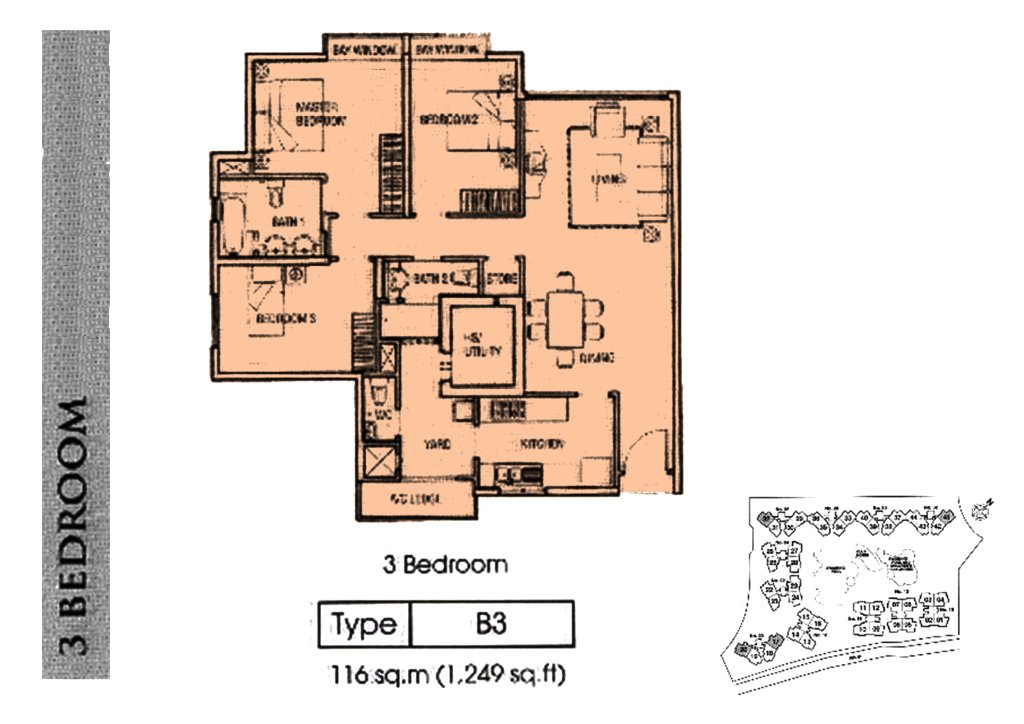 Rio Vista floor plan Type B3, 1604 sqft, Hougang, Singapore