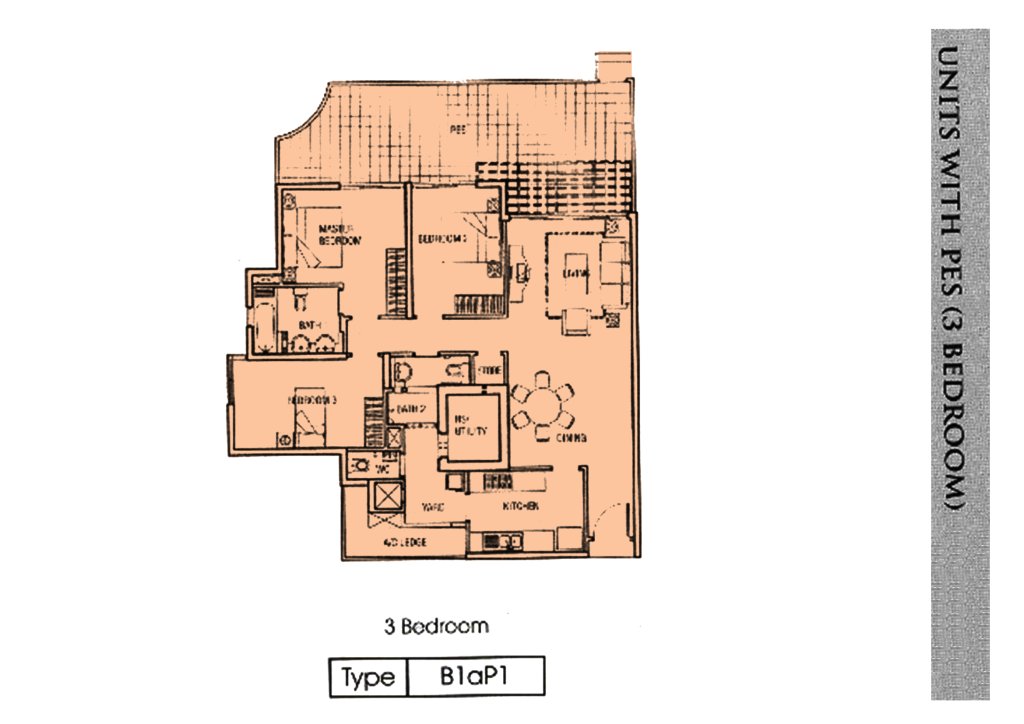 Rio Vista floor plan Type B1aP1, 1636 sqft, Hougang, Singapore