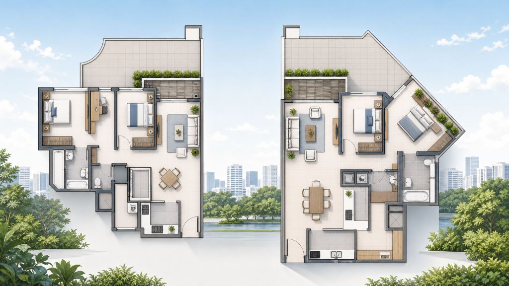 Rio Vista illustrated two-unit layout, Hougang, Singapore