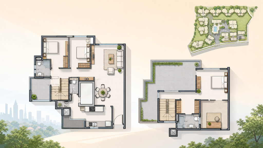 Rio Vista illustrated unit layout with the site outline, Hougang, Singapore