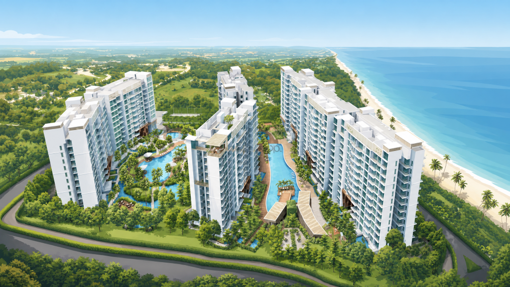 Ripple Bay aerial view of the blocks and the coast