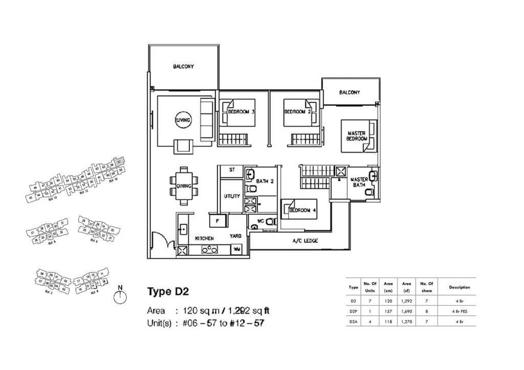 Ripple Bay 4 bedroom floor plan, 1,292 sqft, Type D2