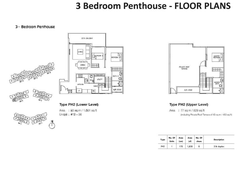 Ripple Bay penthouse floor plan, 1,830 sqft, Type PH2