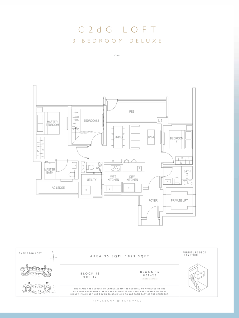 Riverbank at Fernvale floor plan 1,023 sqft Type C2dG Loft
