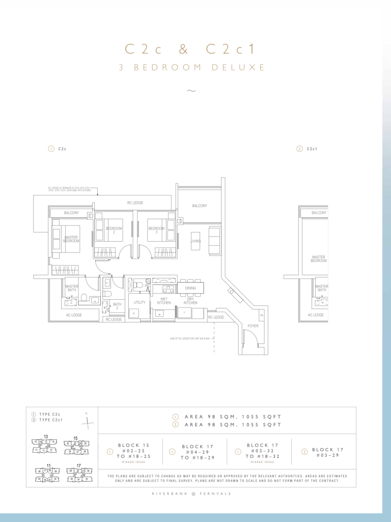 Riverbank at Fernvale floor plan 1,055 sqft Type C2c