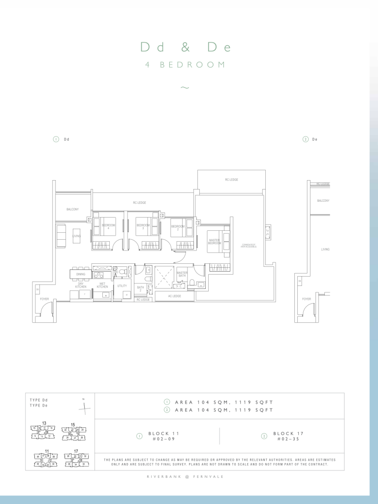 Riverbank at Fernvale floor plan 1,119 sqft Type Dd