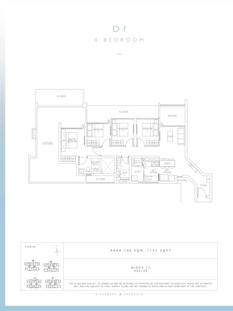 Riverbank at Fernvale floor plan 1,141 sqft Type Df