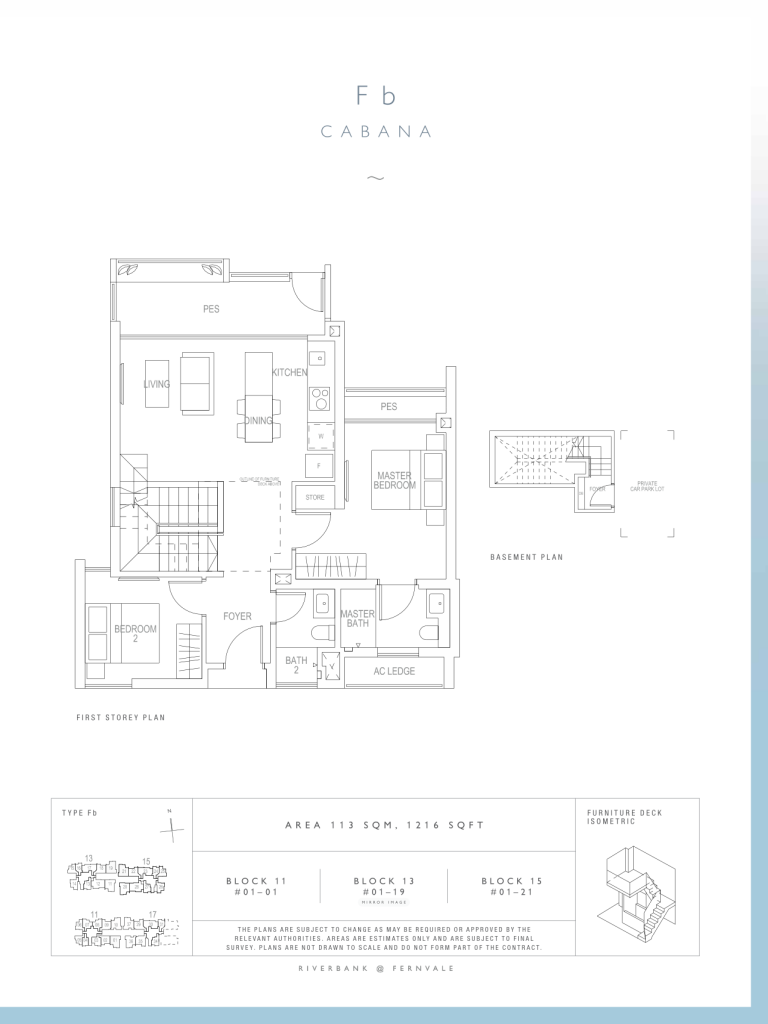 Riverbank at Fernvale floor plan 1,216 sqft Type Fb