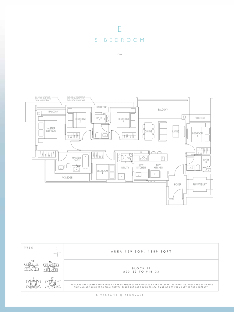 Riverbank at Fernvale floor plan 1,389 sqft Type E