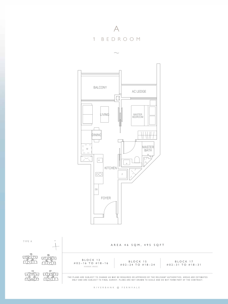 Riverbank at Fernvale floor plan 495 sqft Type A