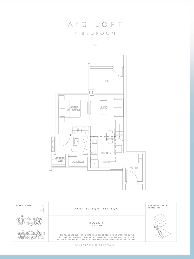 Riverbank at Fernvale floor plan 560 sqft Type AfG Loft